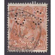 Australian    King George V    5d Chestnut   Single Crown WMK  Single Line Perf  Perf O.S. Plate Variety 1L23